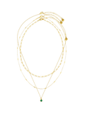 Orelia Swarovski Crystal 3-Row Necklace, Gold/Emerald