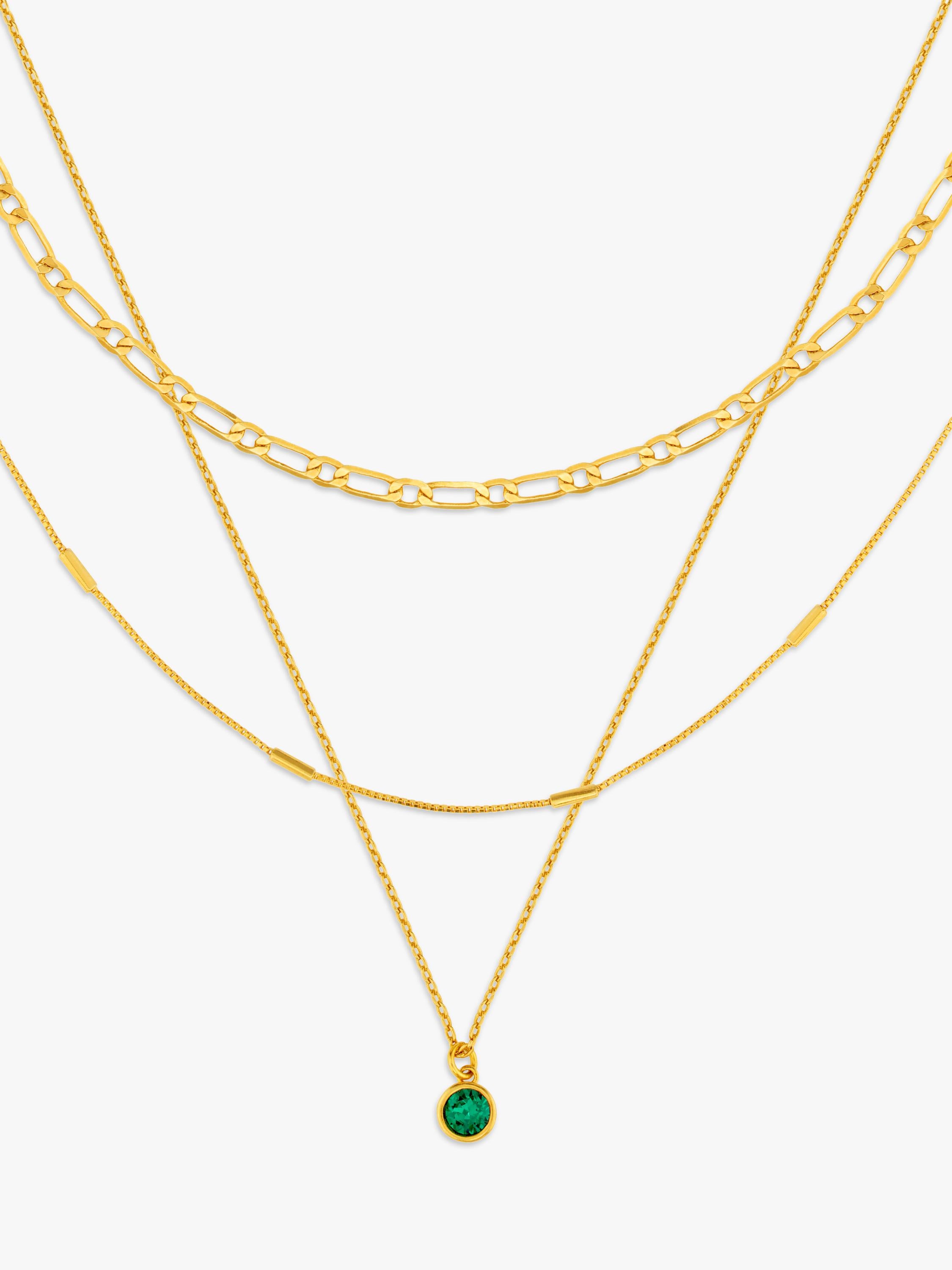 Orelia Swarovski crystal 3-row necklace gold emerald - British product