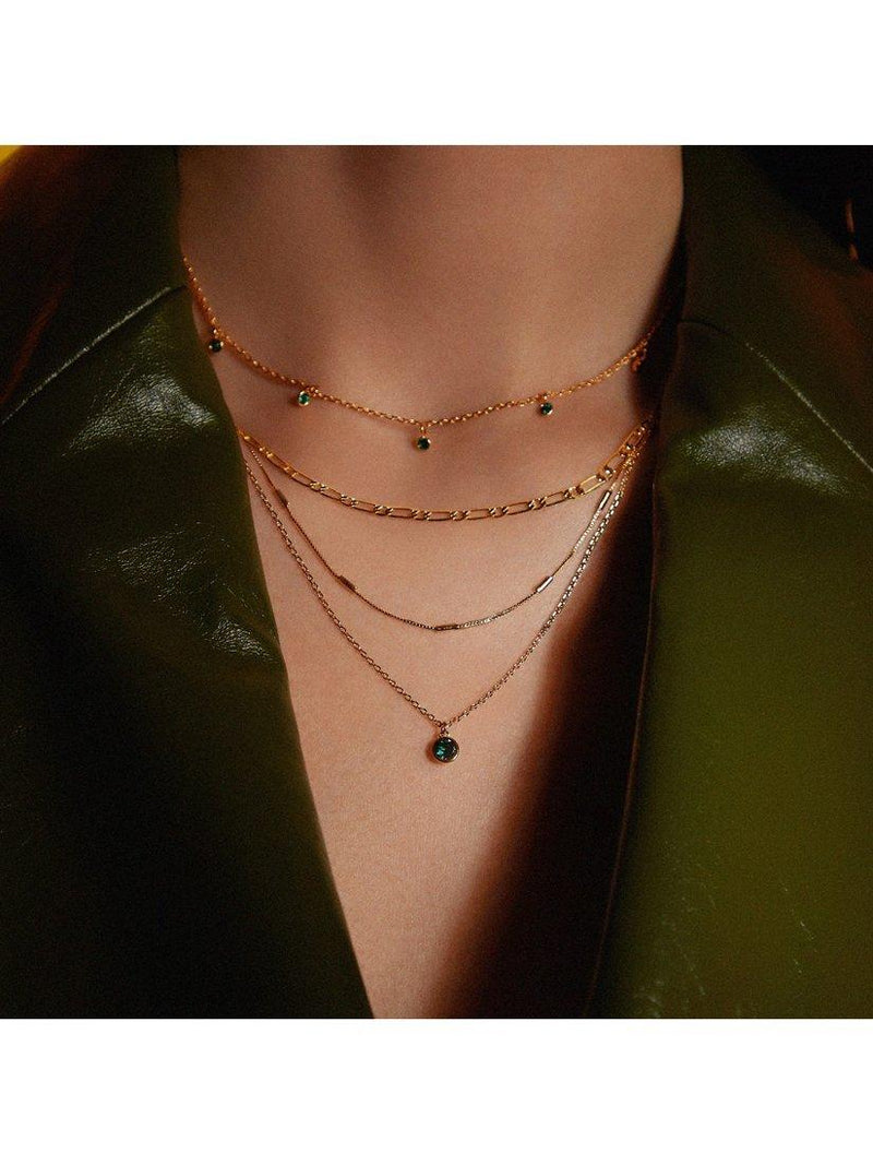 Orelia Swarovski crystal 3-row necklace gold emerald - British product
