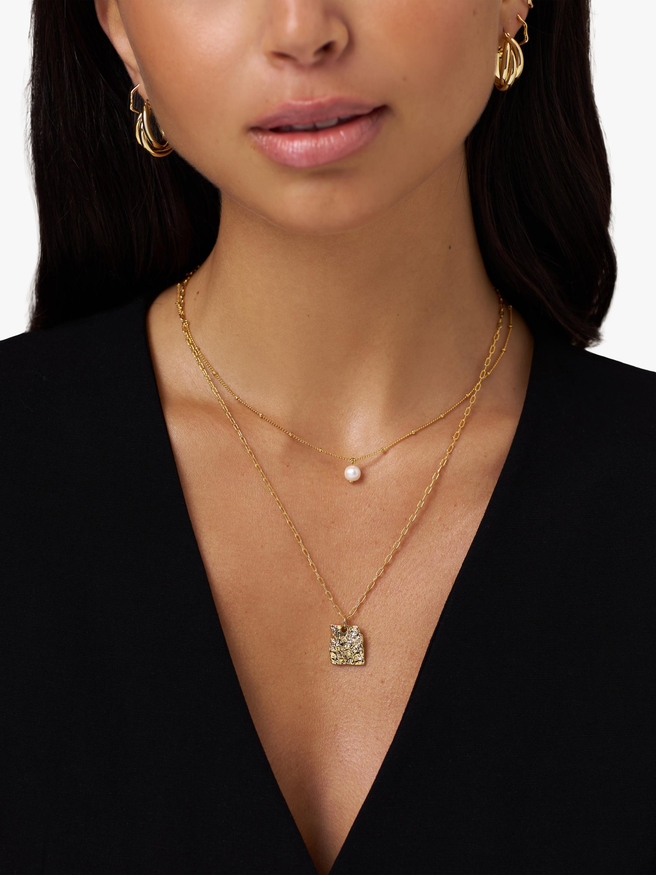 Orelia pearl satellite necklace gold - British product