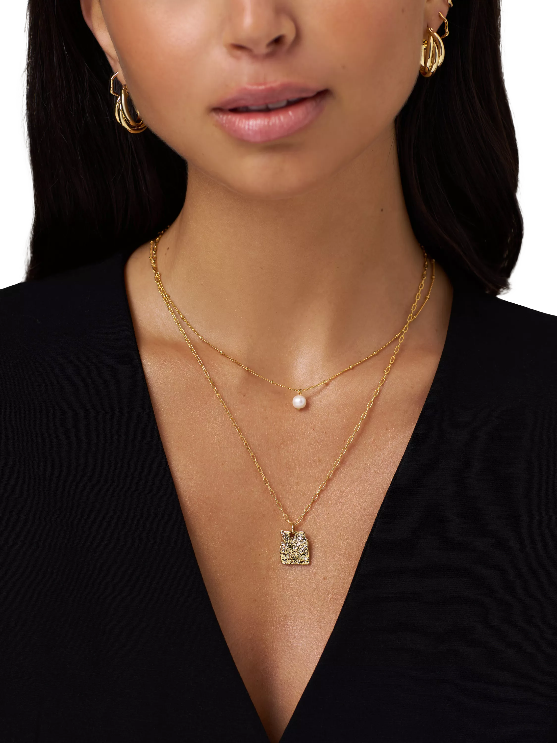 Orelia pearl satellite necklace gold - British product