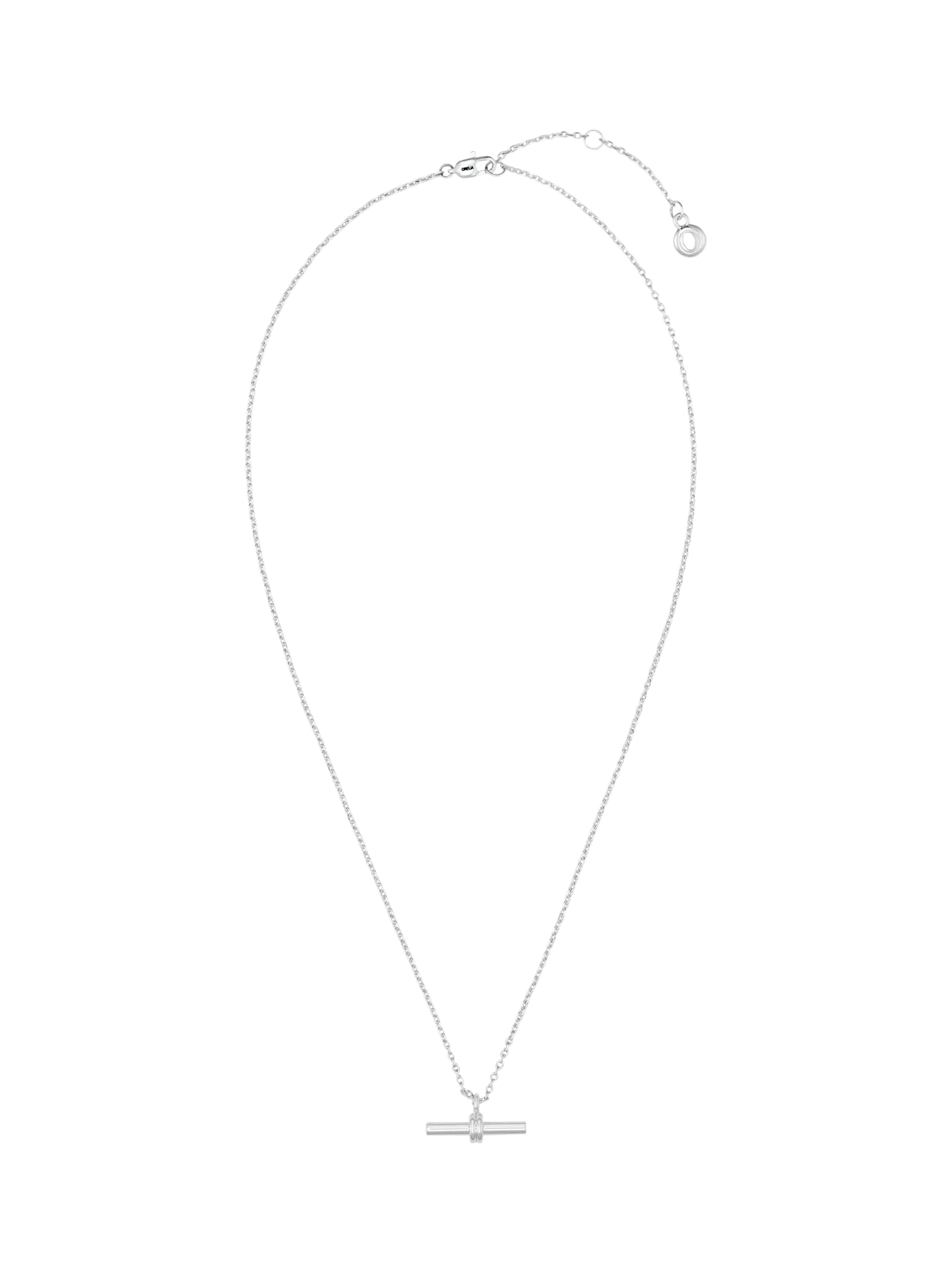 Orelia LUXE Linear T-Bar Drop Necklace, Silver