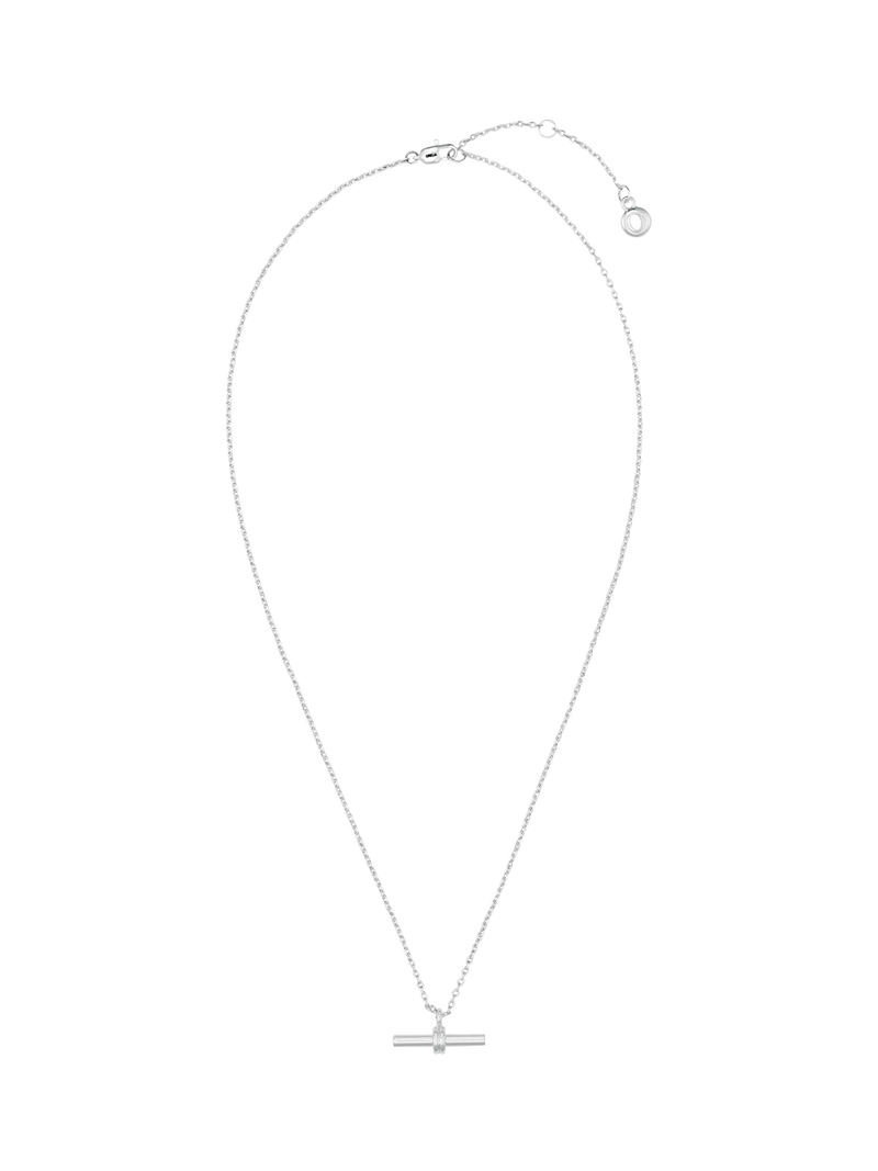 Orelia LUXE Linear T-Bar Drop Necklace, Silver