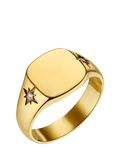 Orelia LUXE Crystal Starburst Signet Ring, Pale Gold, M