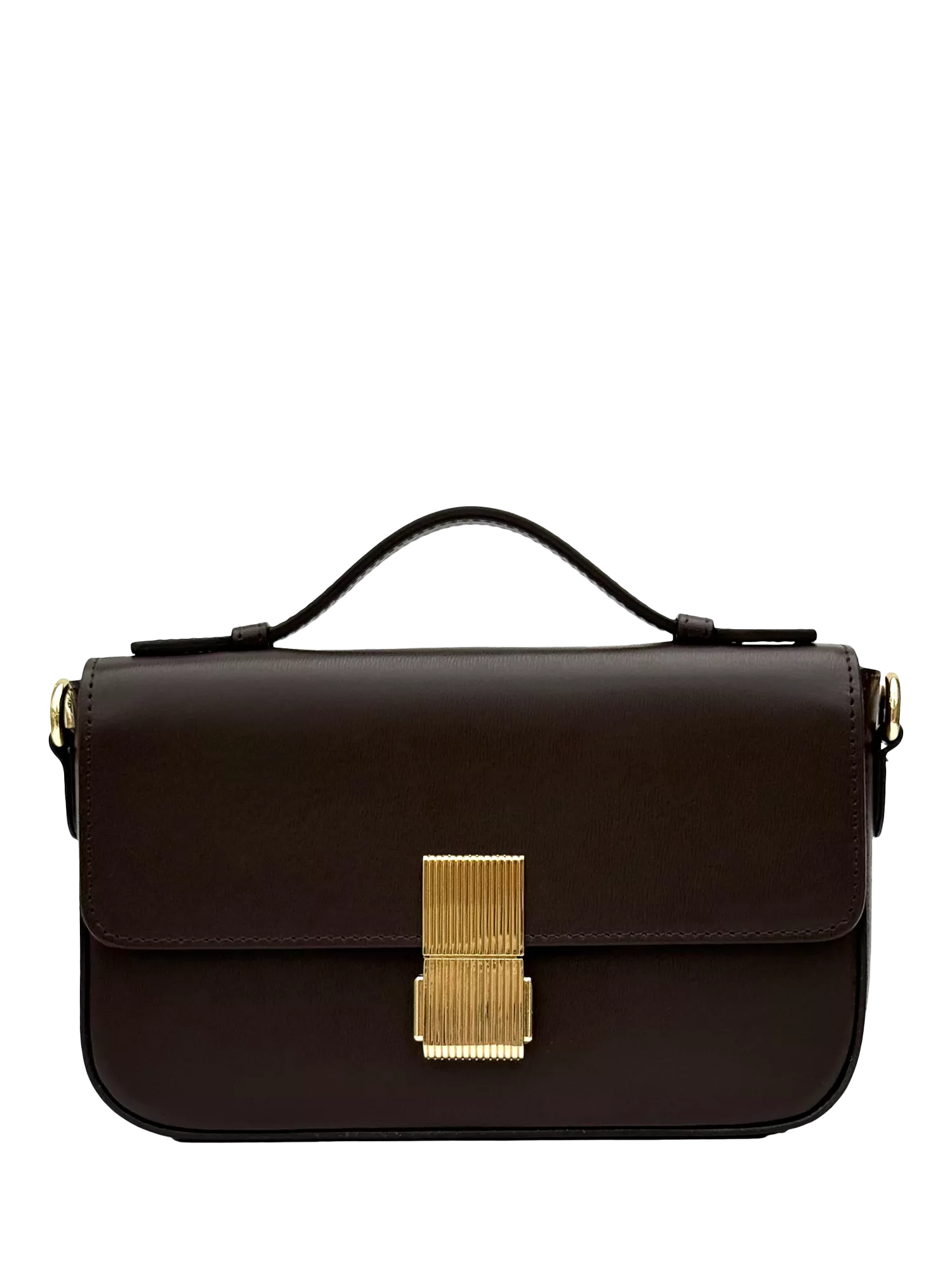 Apatchy London Flora Leather Top Handle Bag, Chocolate