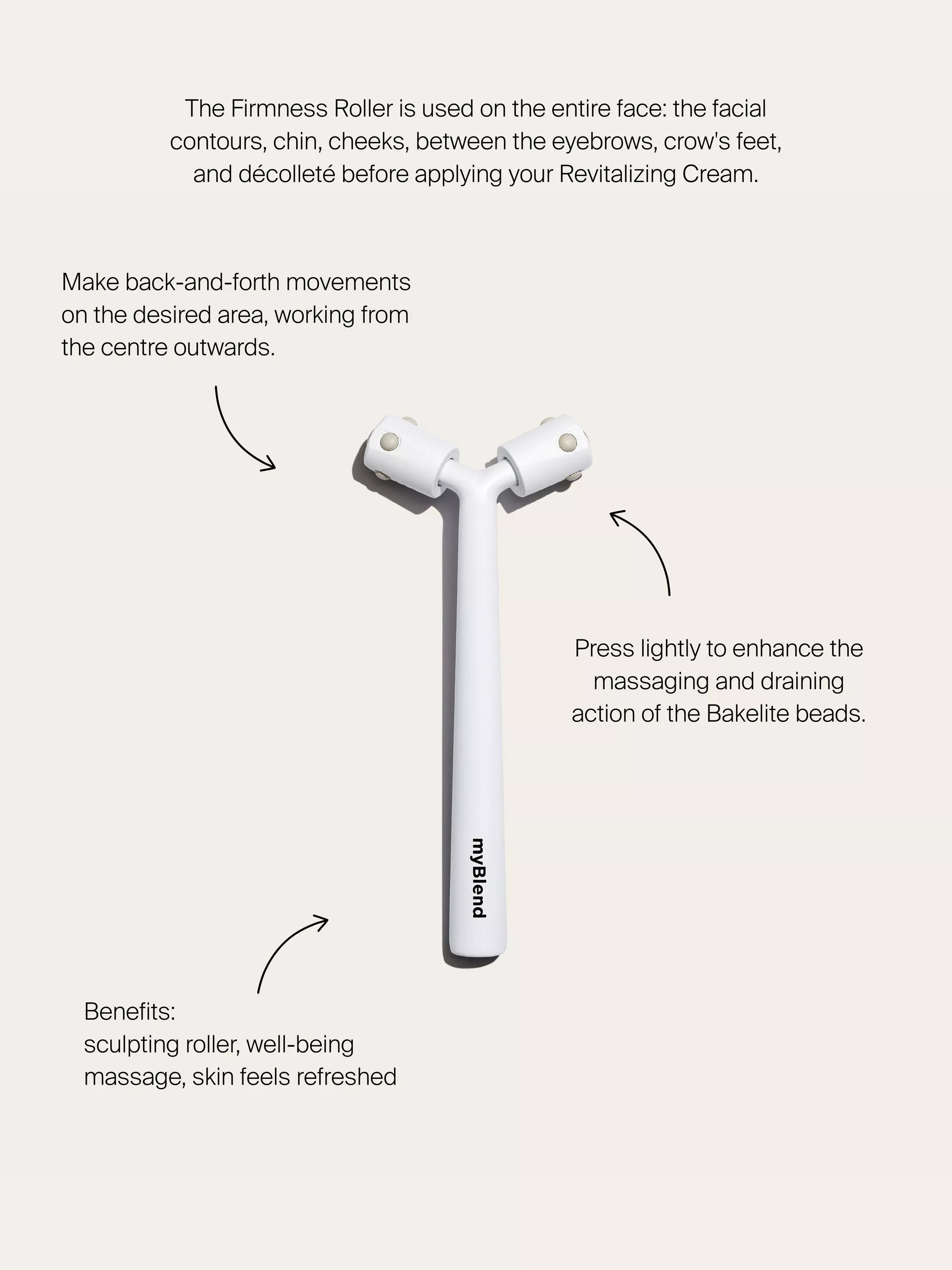 myBlend Firmness Roller facial massage tool, imported from the UK