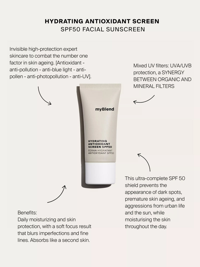myBlend Hydrating Antioxidant Screen SPF 50 30ml - British product
