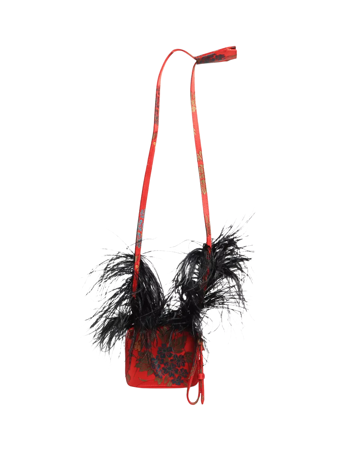 Marques Almeida red floral jacquard crossbody bag, UK version