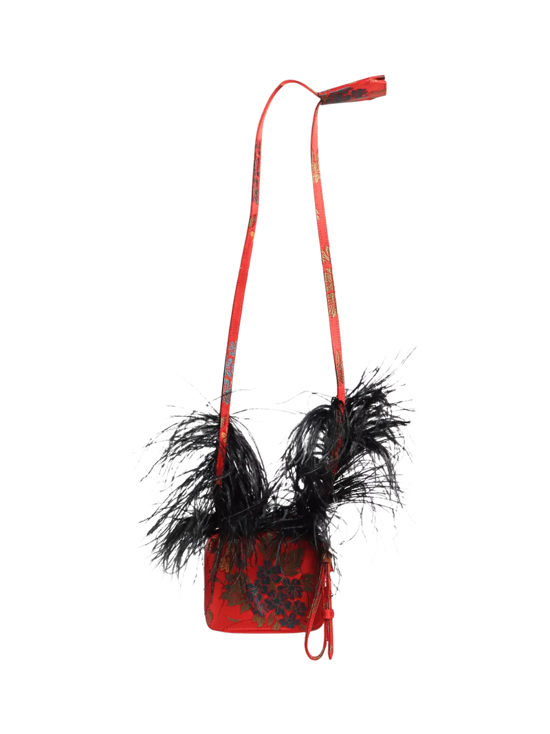 Marques Almeida red floral jacquard crossbody bag, UK version