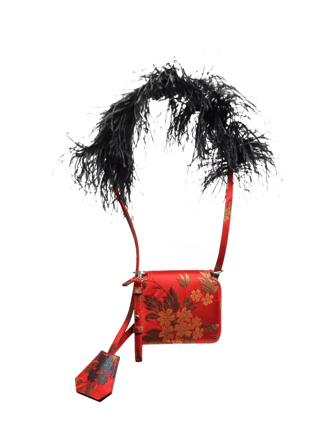 Marques Almeida red floral jacquard crossbody bag, UK version