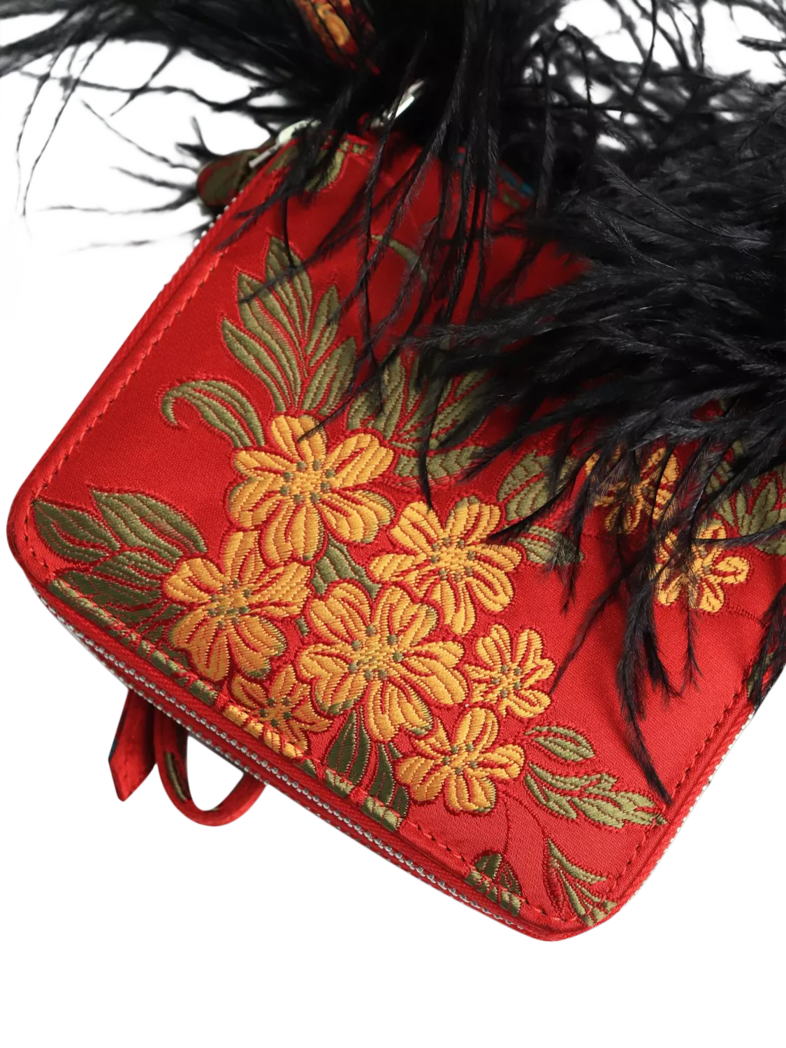 Marques Almeida red floral jacquard crossbody bag, UK version