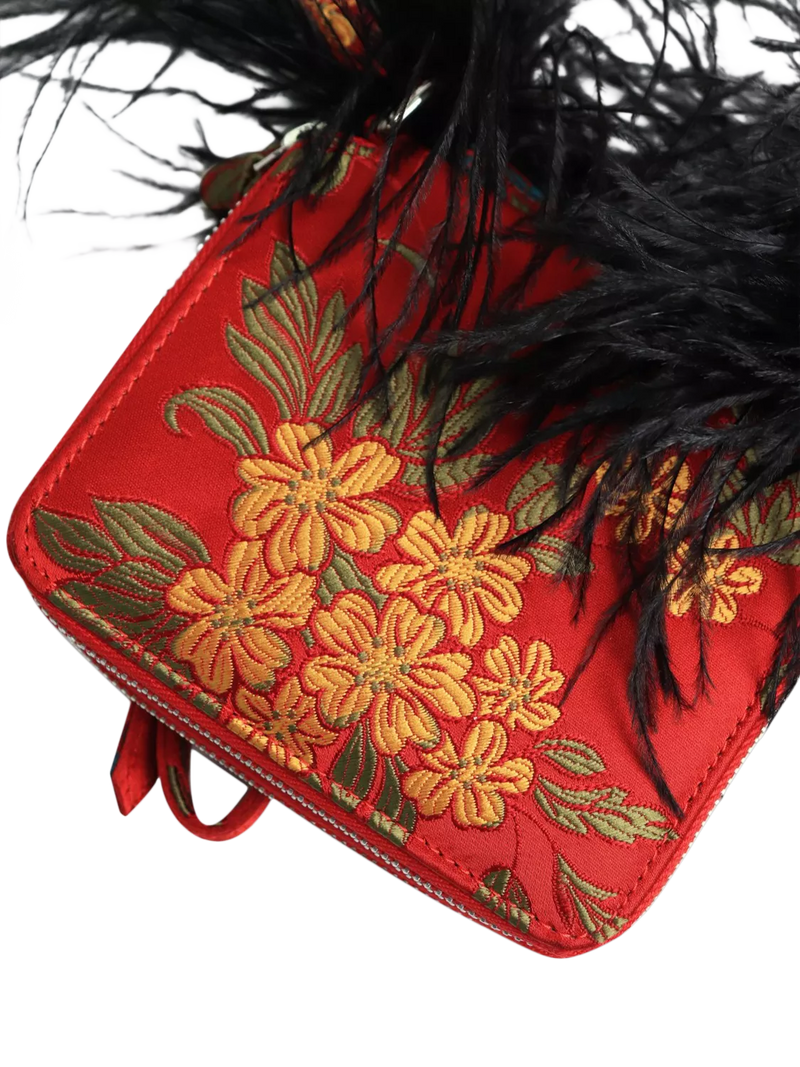 Marques Almeida red floral jacquard crossbody bag, UK version