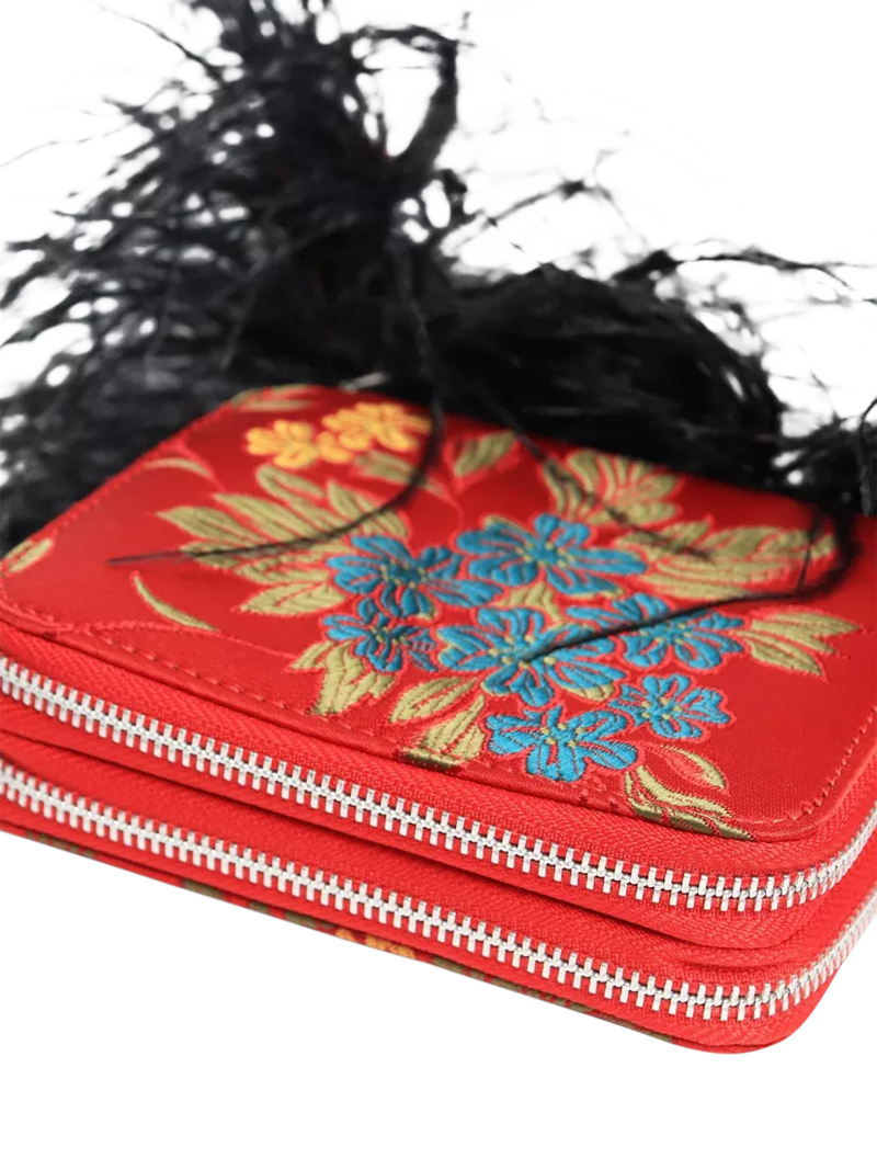 Marques Almeida red floral jacquard crossbody bag, UK version