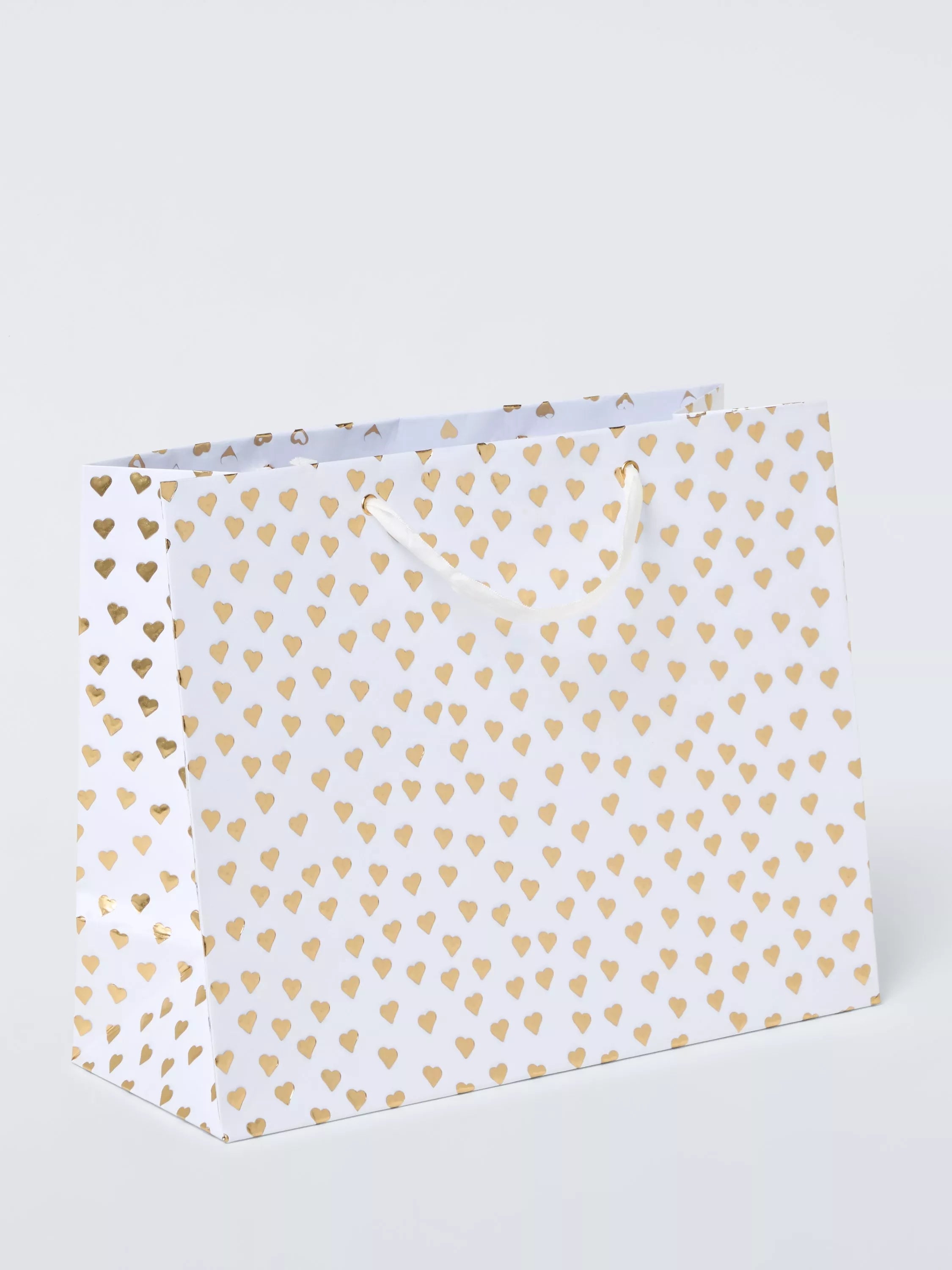 John Lewis Foil Hearts Gift Bag, White