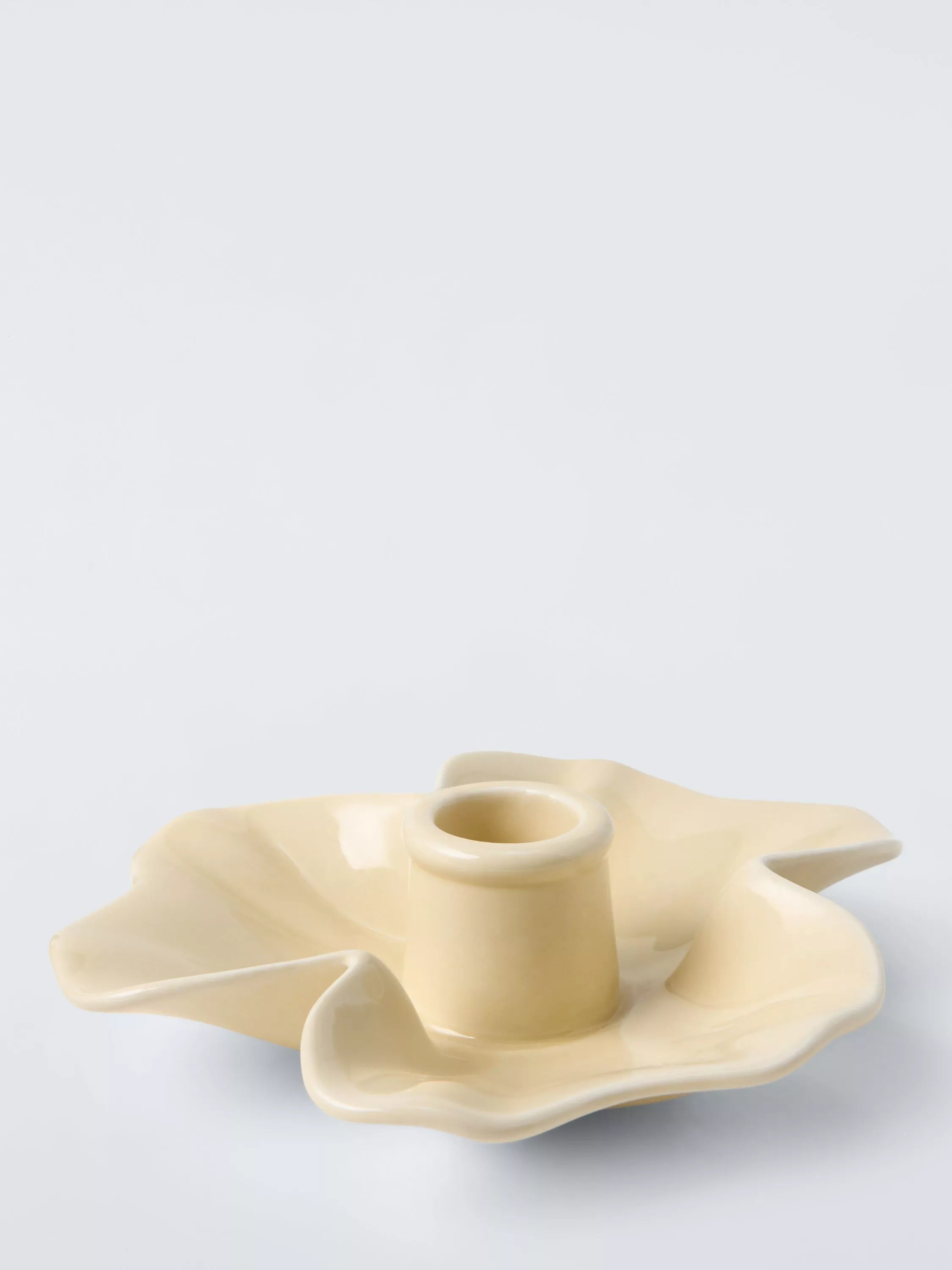 John Lewis flower candle holder yellow stoneware - British product