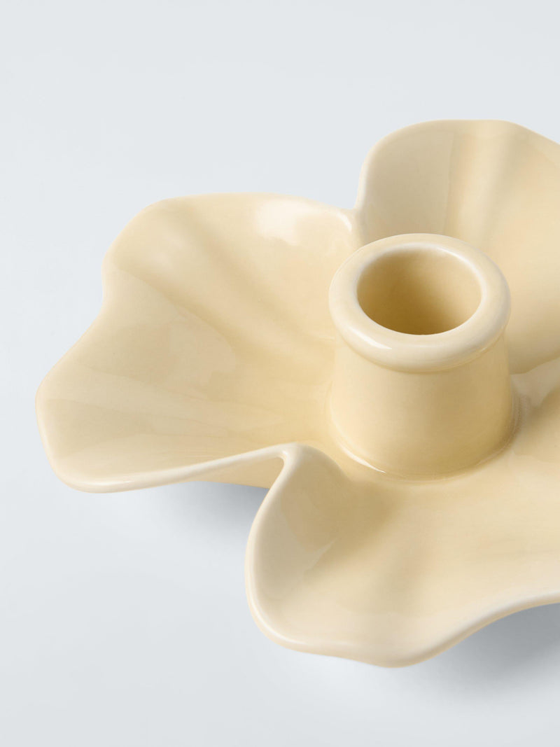 John Lewis flower candle holder yellow stoneware - British product