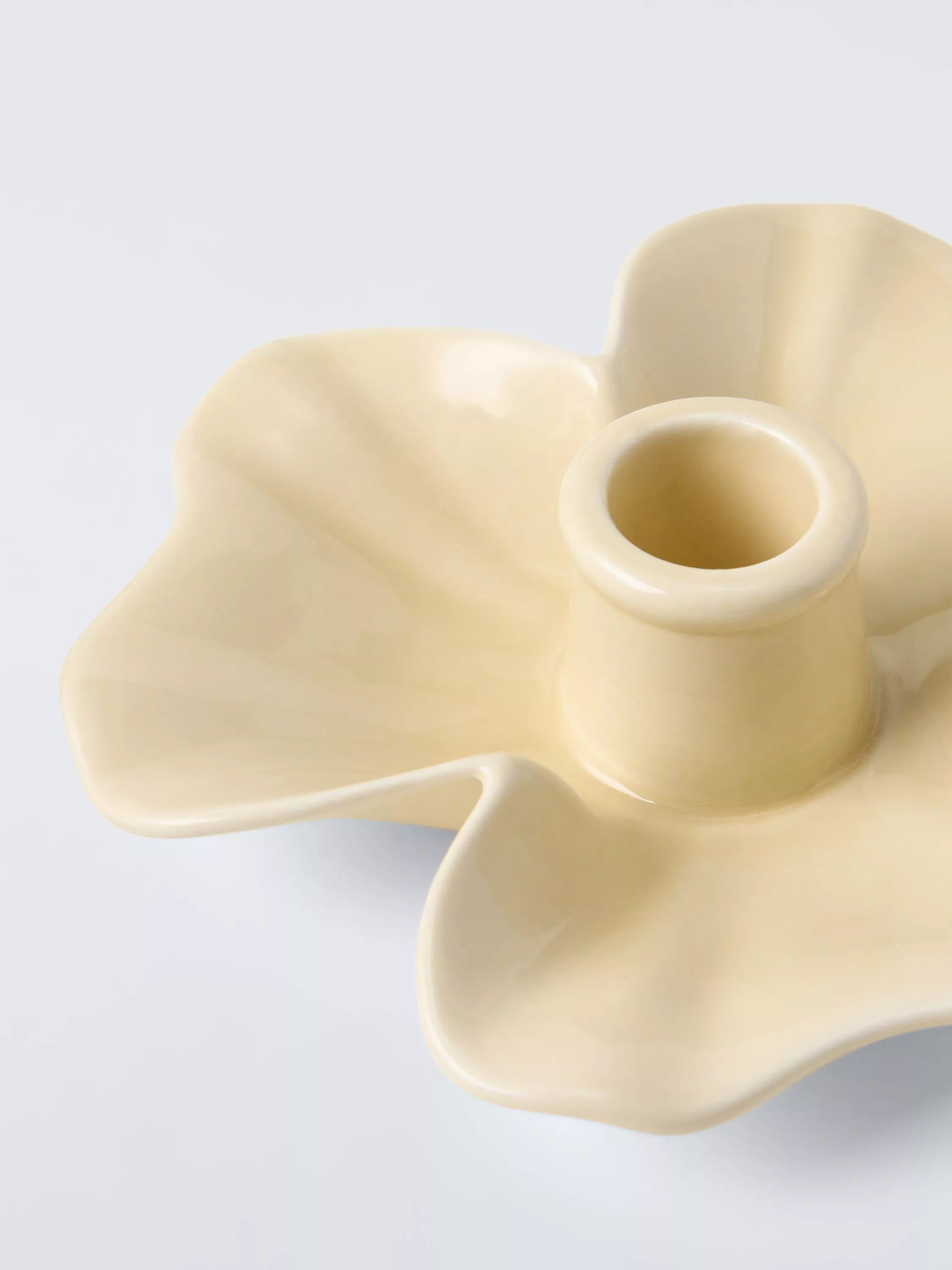 John Lewis flower candle holder yellow stoneware - British product