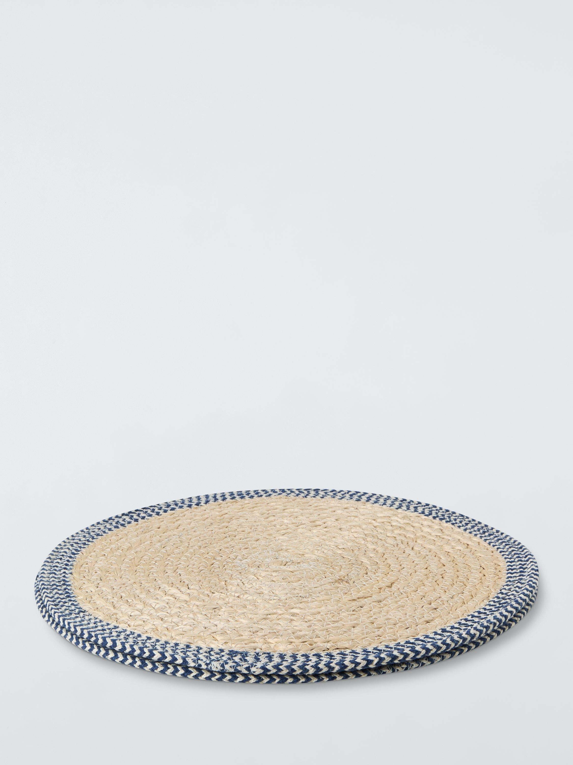 John Lewis cotton round placemat set natural indigo 35cm - British product
