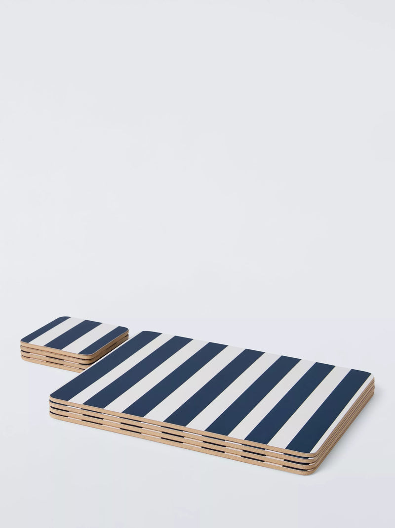 John Lewis placemat and coaster set coastal stripe indigo (British brand)