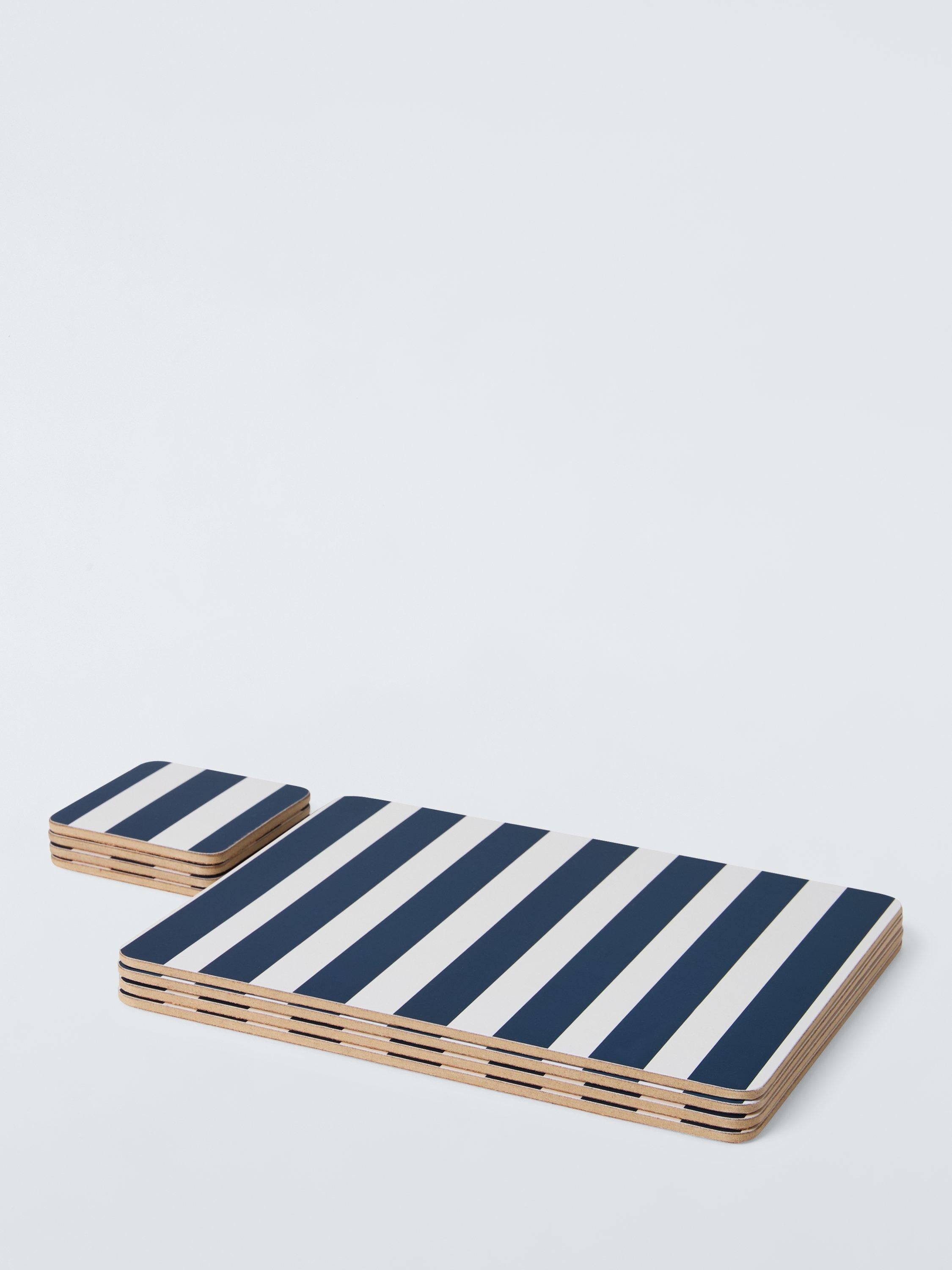 John Lewis placemat and coaster set coastal stripe indigo (British brand)