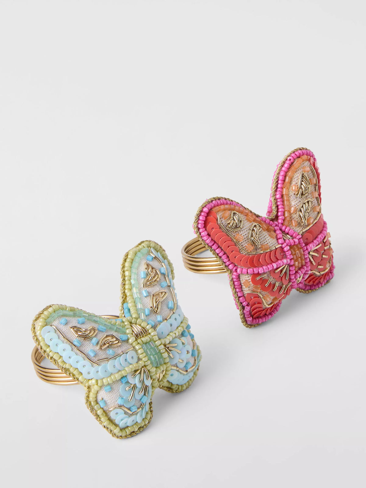 John Lewis butterfly napkin rings set of 2 blue pink, imported from the UK