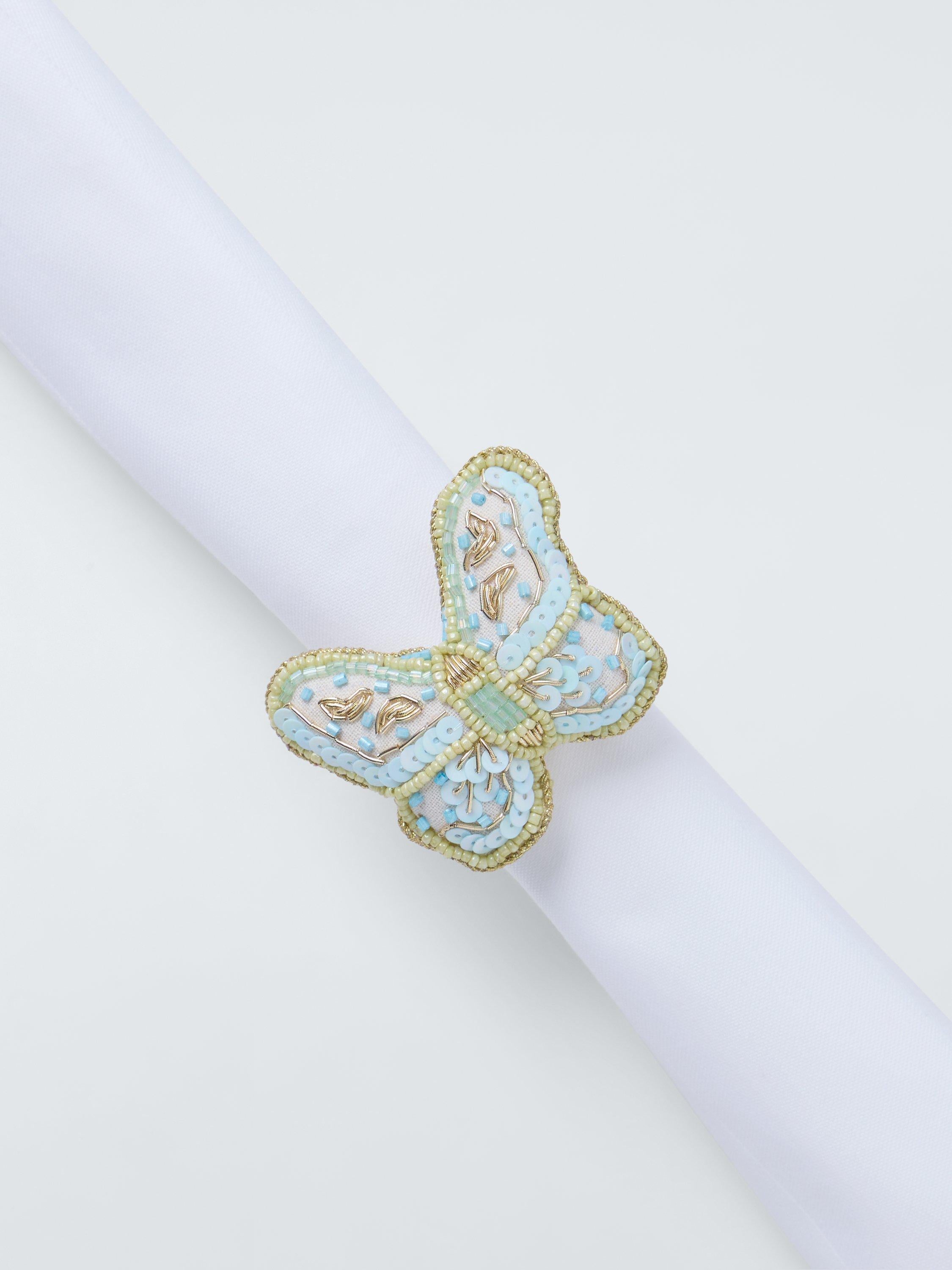 John Lewis butterfly napkin rings set of 2 blue pink, imported from the UK