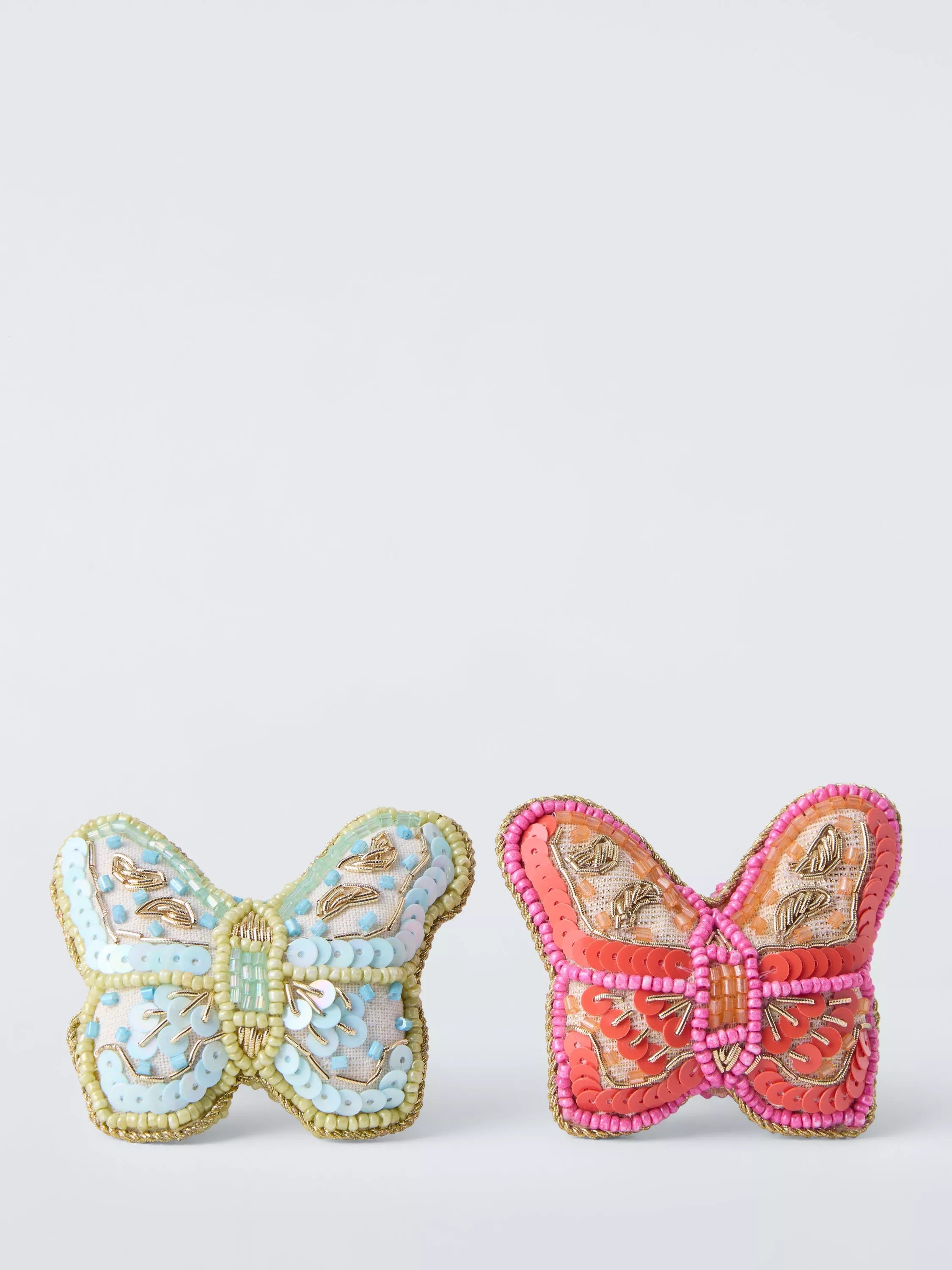 John Lewis butterfly napkin rings set of 2 blue pink, imported from the UK