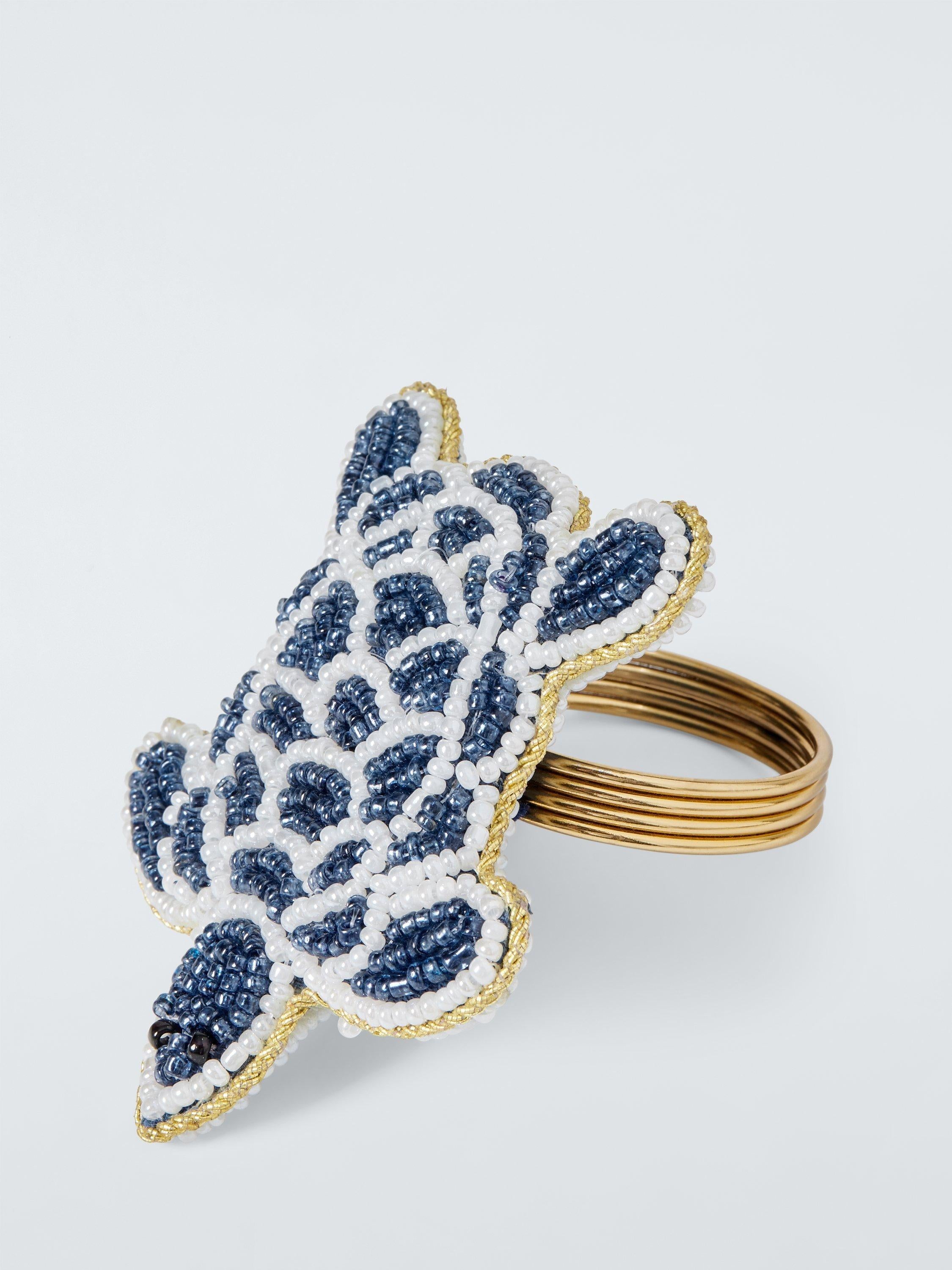 John Lewis beaded turtle napkin rings blue set of 2 (British brand)