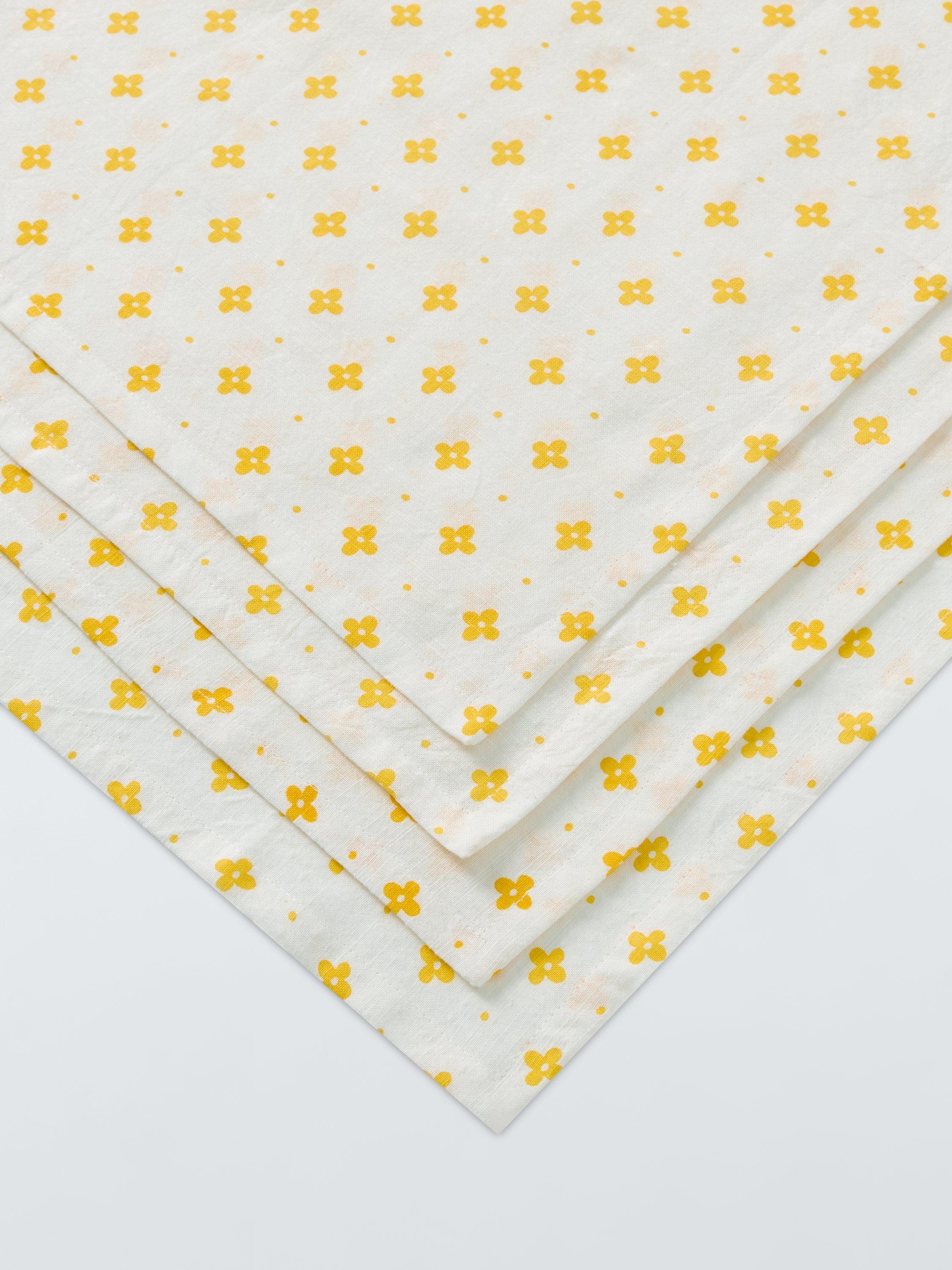 John Lewis floral cotton napkins set of 4 yellow - UK version