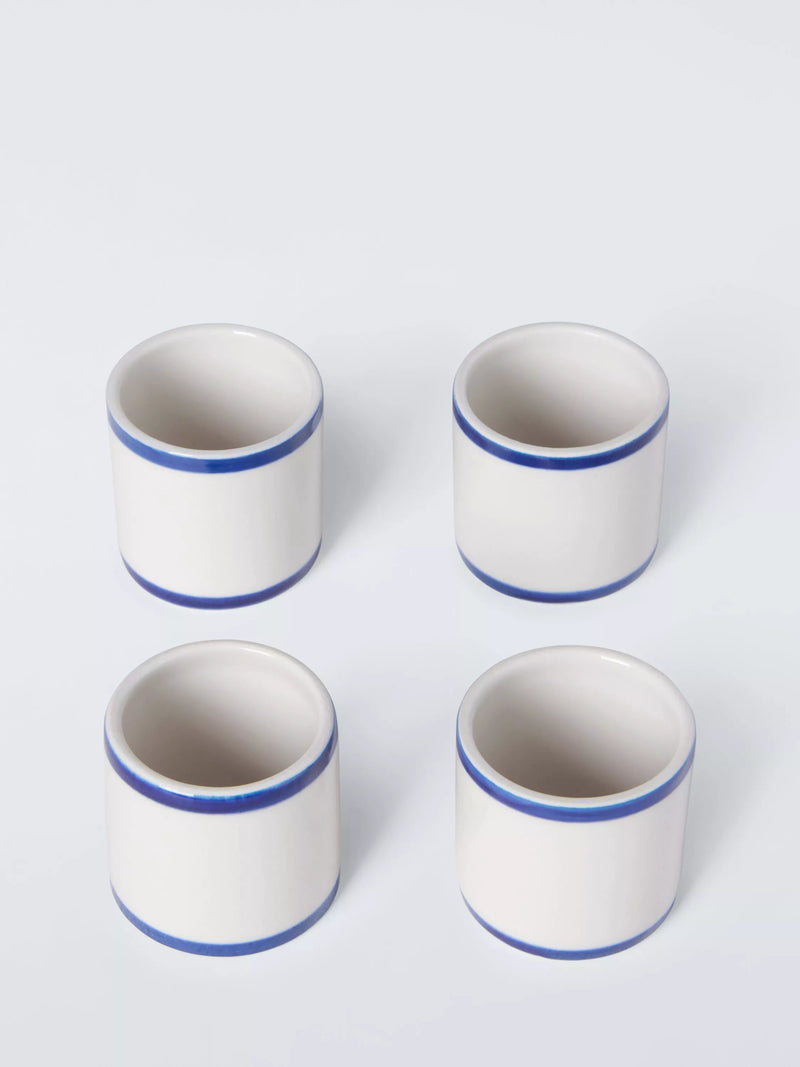John Lewis ceramic napkin ring set of 4 white blue (British brand)