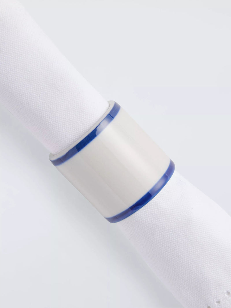 John Lewis ceramic napkin ring set of 4 white blue (British brand)