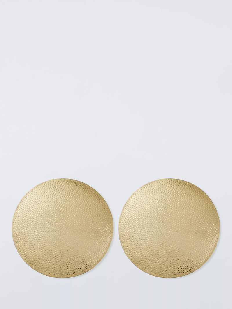 John Lewis Hammered Stainless Steel Round Placemats, Set of 2, Gold