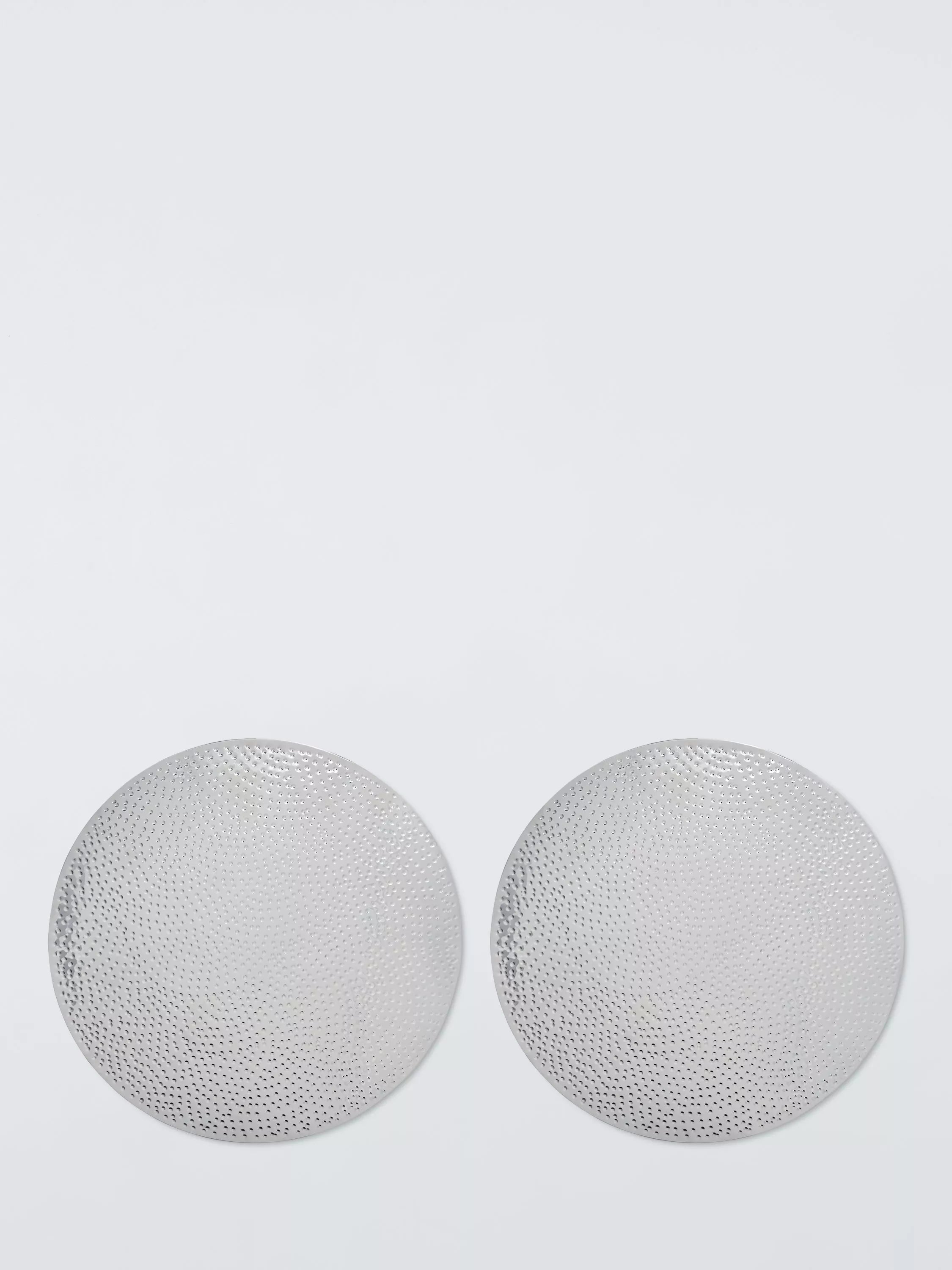John Lewis Hammered Stainless Steel Round Placemats, Set of 2, Silver