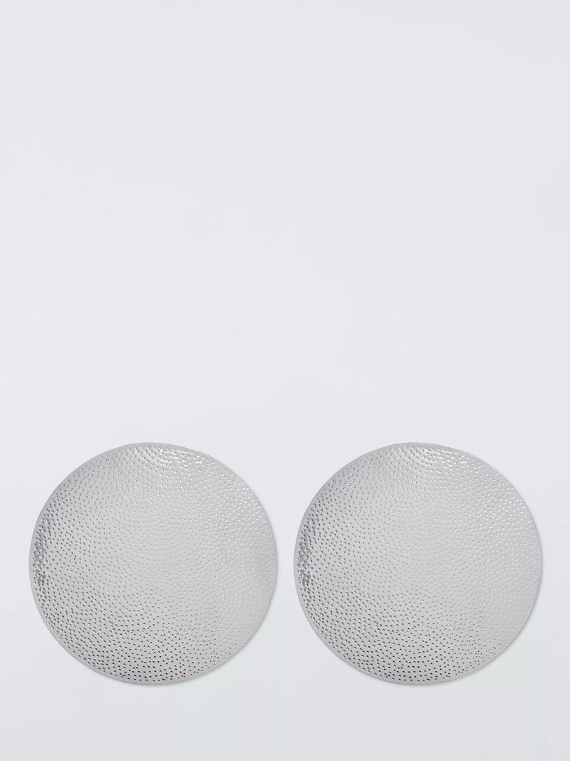 John Lewis Hammered Stainless Steel Round Placemats, Set of 2, Silver
