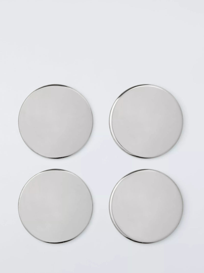 John Lewis stainless steel coasters with marble holder, UK version