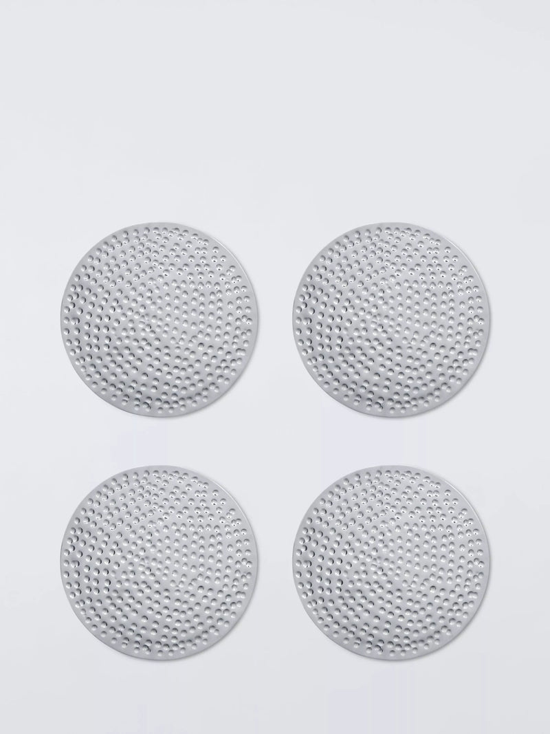 John Lewis Hammered Stainless Steel Round Coasters, Set of 4