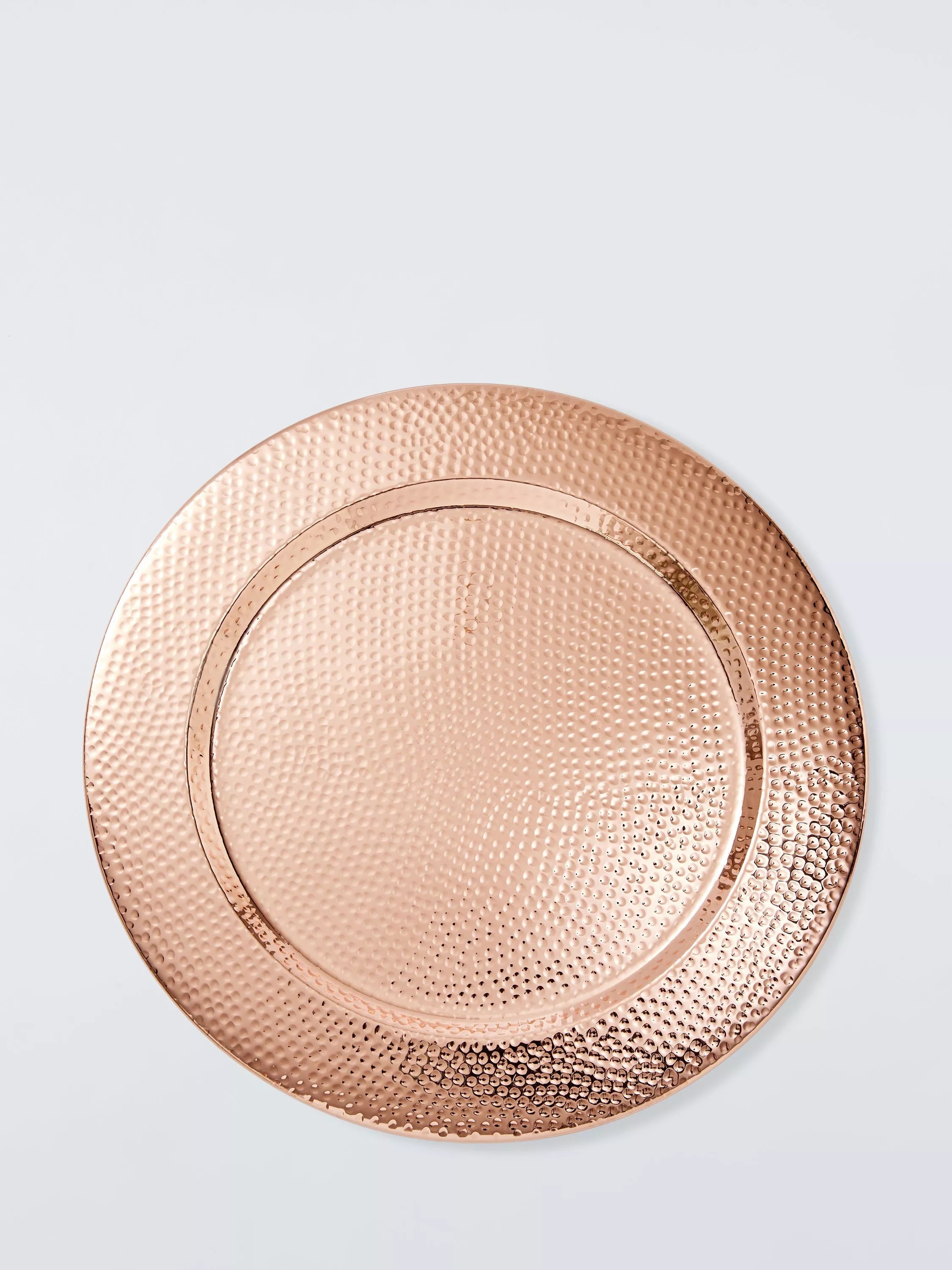 John Lewis hammered stainless steel charger plate 34cm metallic copper - British product