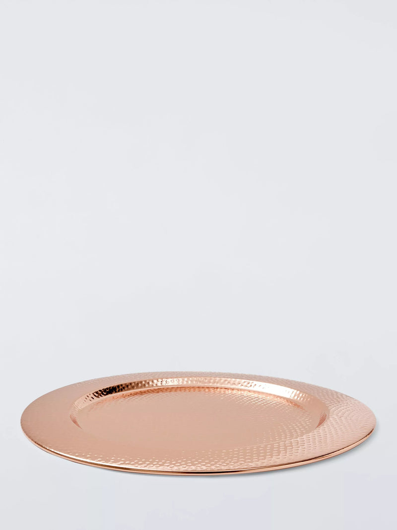 John Lewis hammered stainless steel charger plate 34cm metallic copper - British product