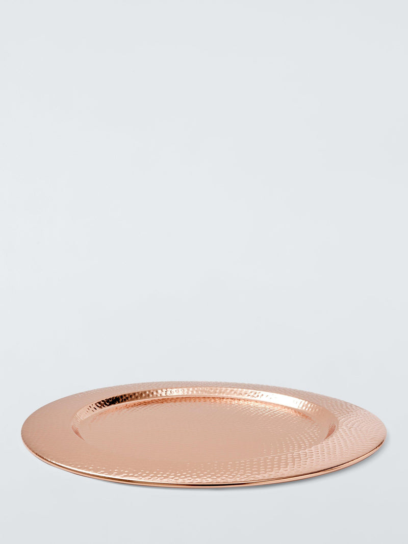John Lewis hammered stainless steel charger plate 34cm metallic copper - British product