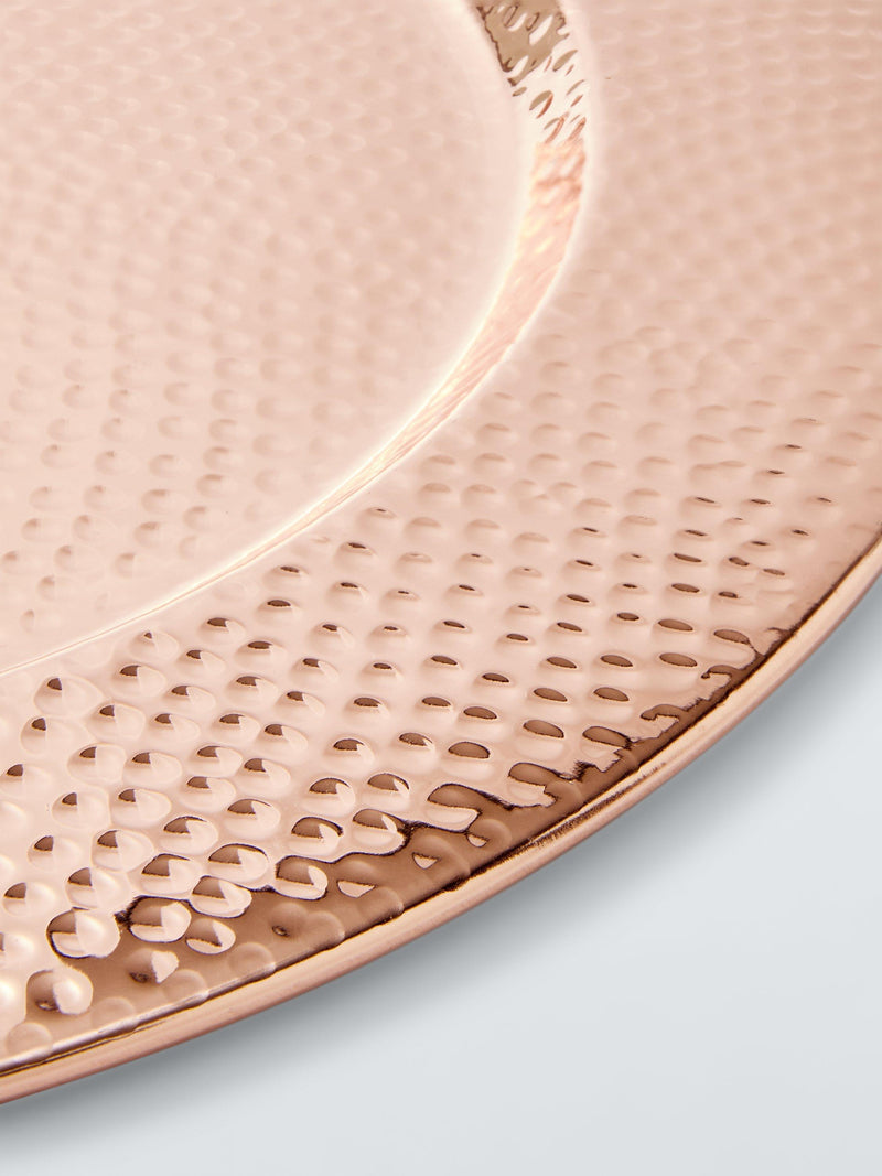John Lewis hammered stainless steel charger plate 34cm metallic copper - British product