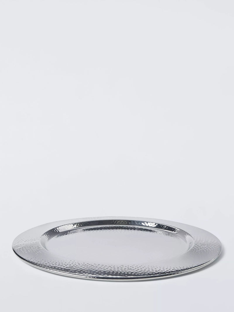 John Lewis hammered stainless steel charger plate 34cm - British product