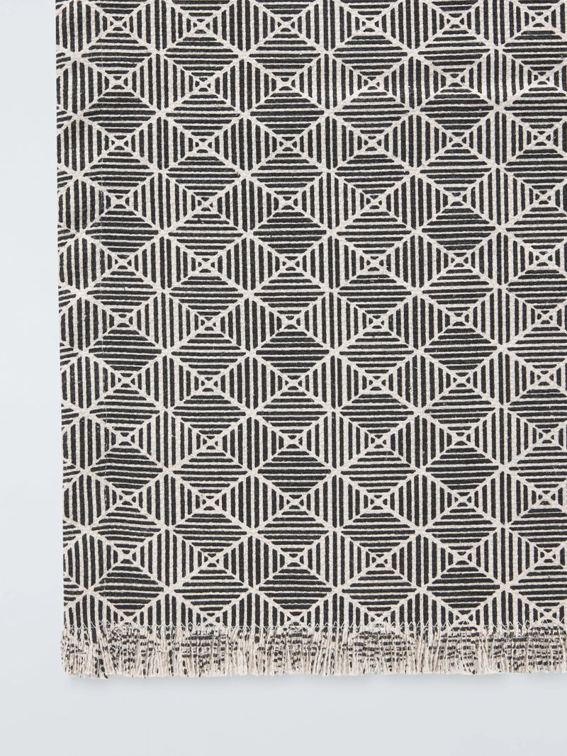 John Lewis geometric cotton table runner black white 250cm (British brand)