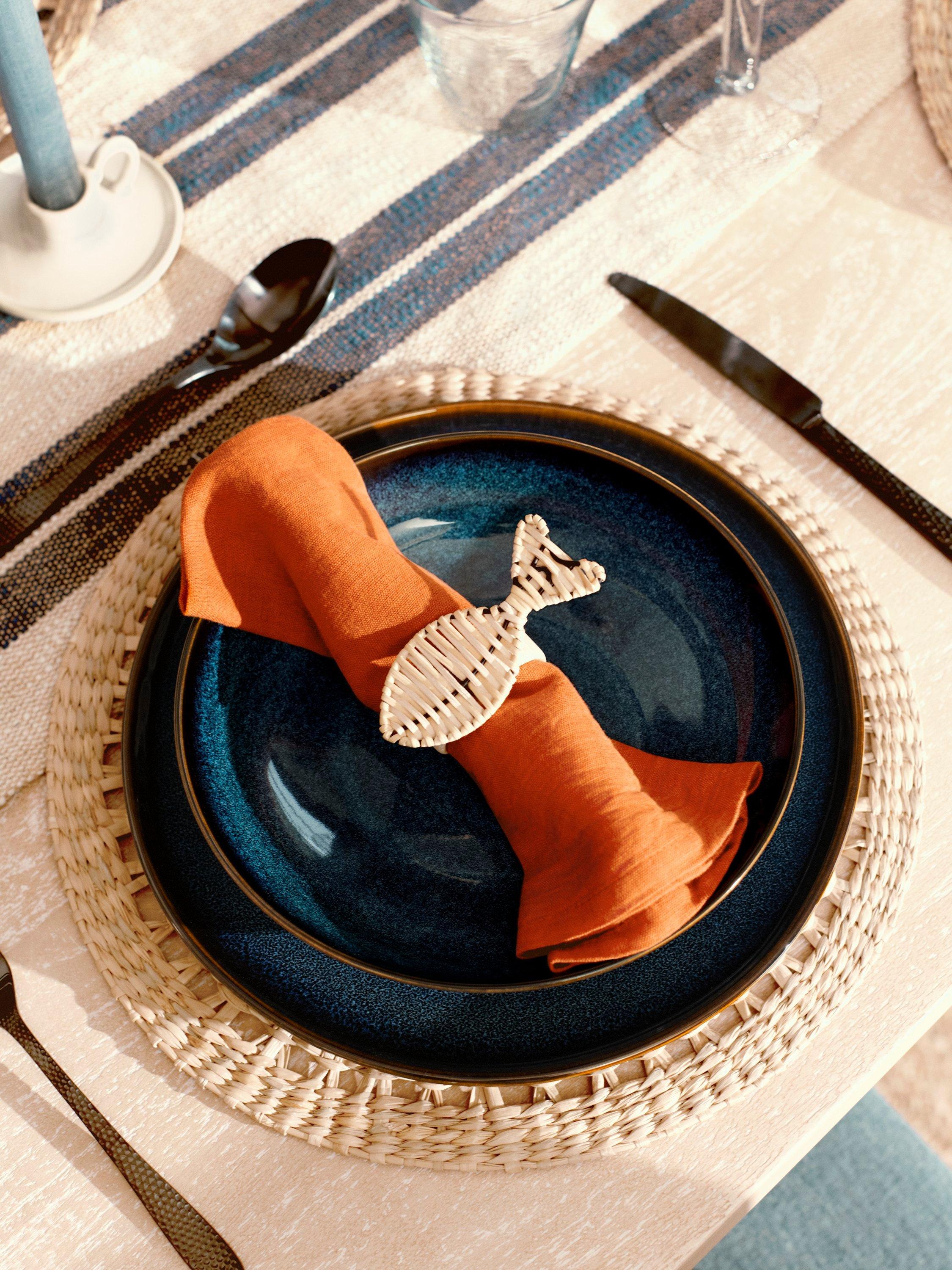 John Lewis natural rattan napkin rings, imported from the UK