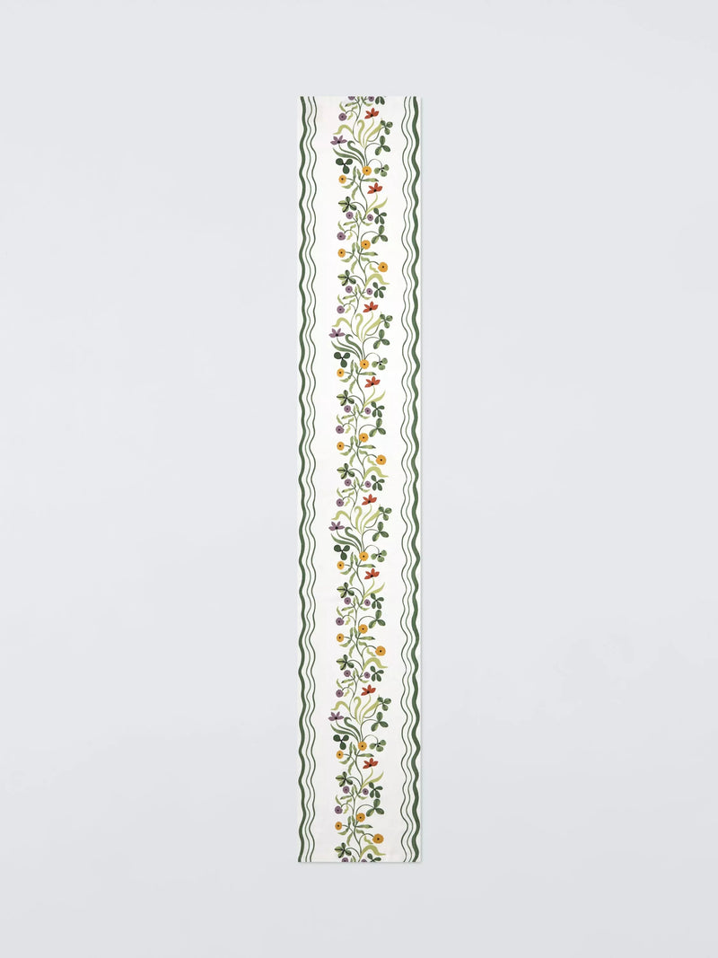 John Lewis x Anine Cecilie Iversen Floral Cotton Table Runner, 250cm, White/Multi