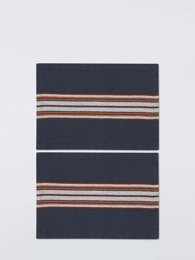 John Lewis John Lewis Striped Cotton Linen Blend Placemat Set of 2 Dark Night Sky- Buy online at McGrocer