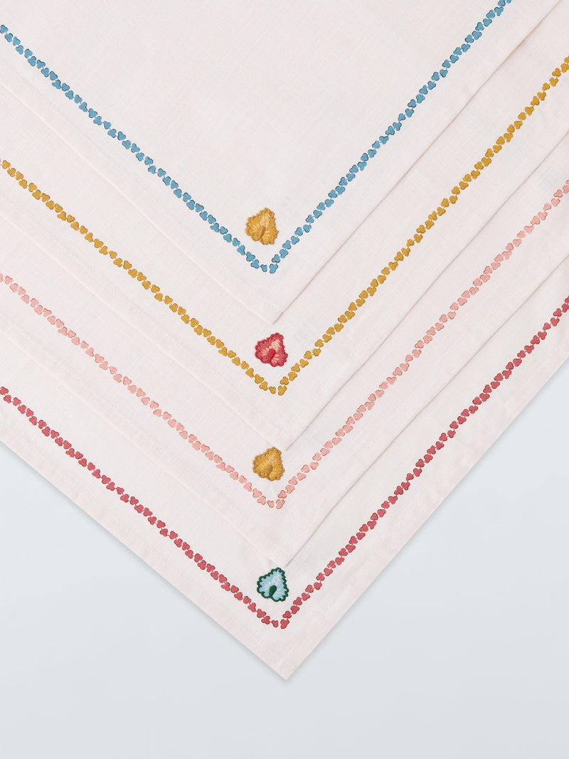 John Lewis x Sanderson embroidered cotton napkins set of 4 in multi colours 45cm - British product