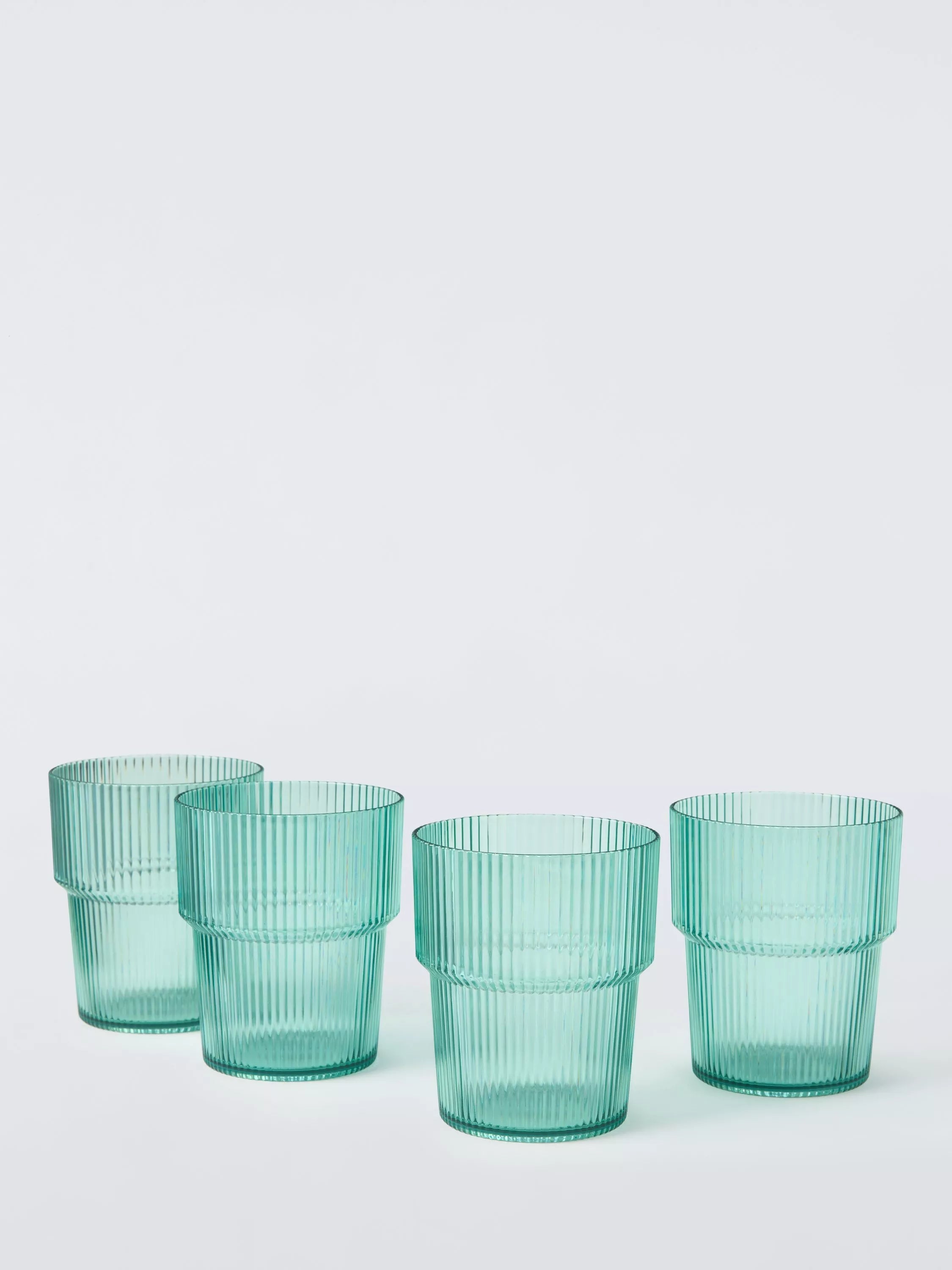 John Lewis 4 ribbed plastic tumblers aqua 400ml, imported from the UK