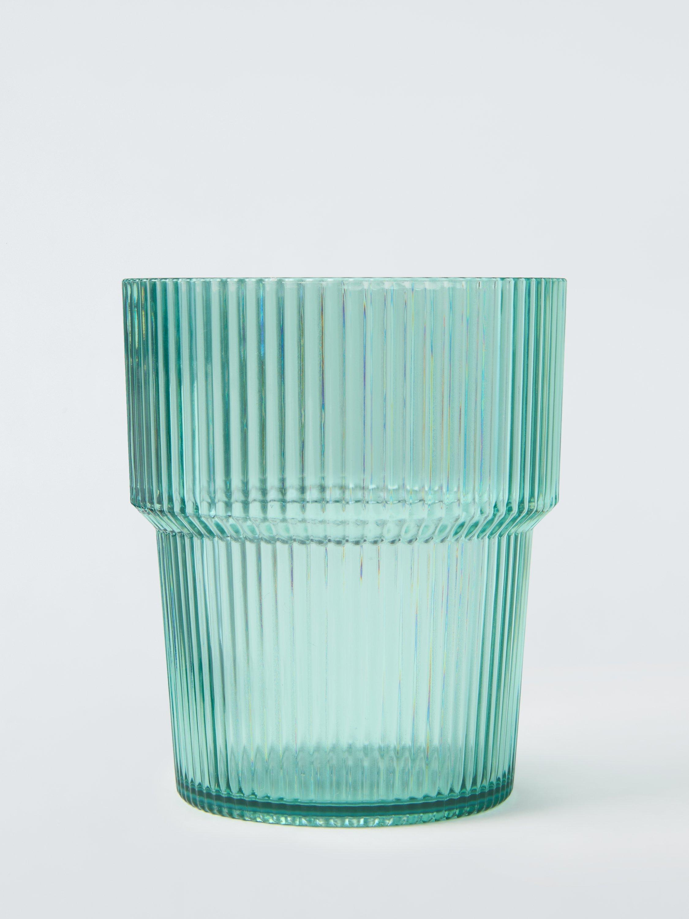 John Lewis 4 ribbed plastic tumblers aqua 400ml, imported from the UK