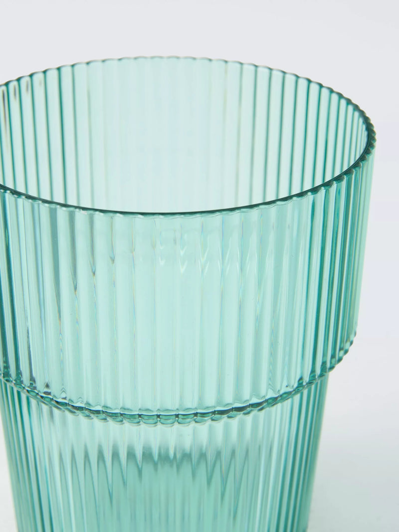 John Lewis 4 ribbed plastic tumblers aqua 400ml, imported from the UK