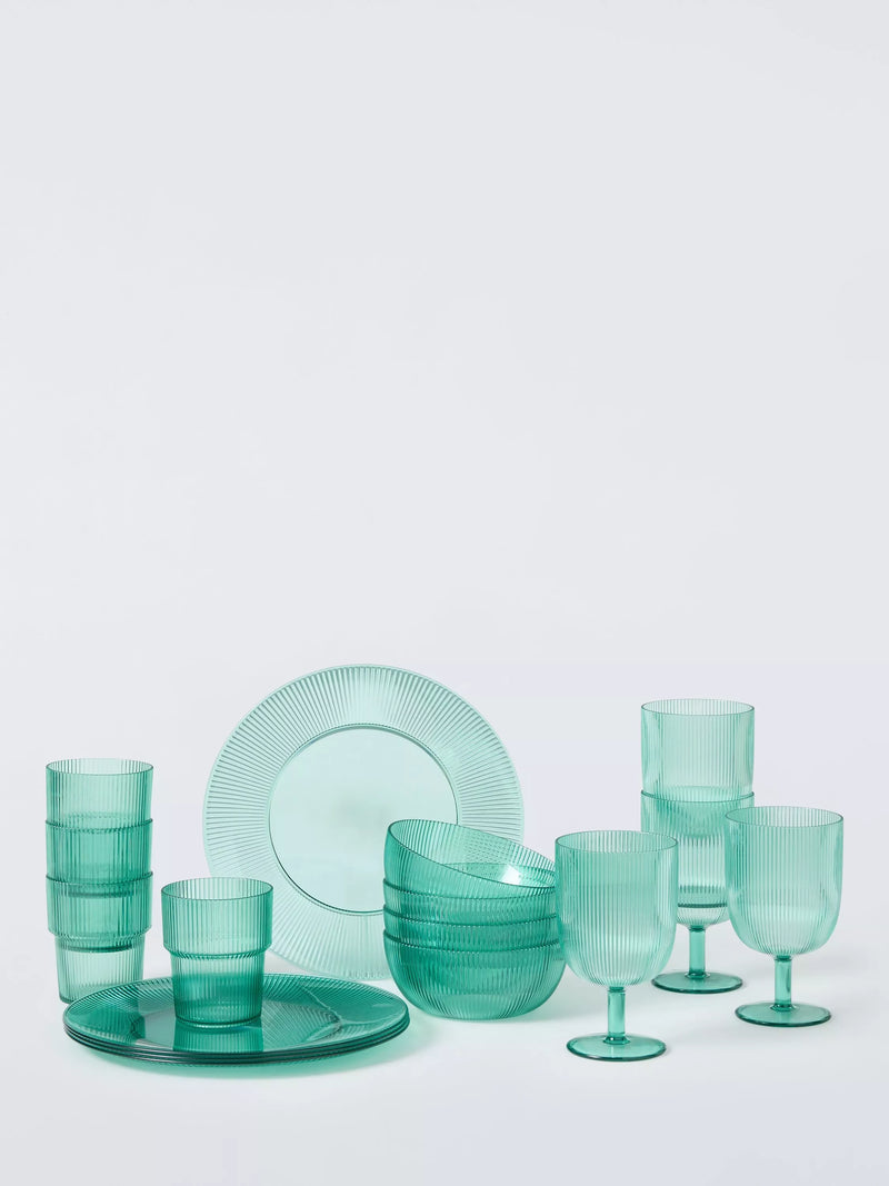 John Lewis plastic picnic wine glasses set of 4 aqua 500ml - British product